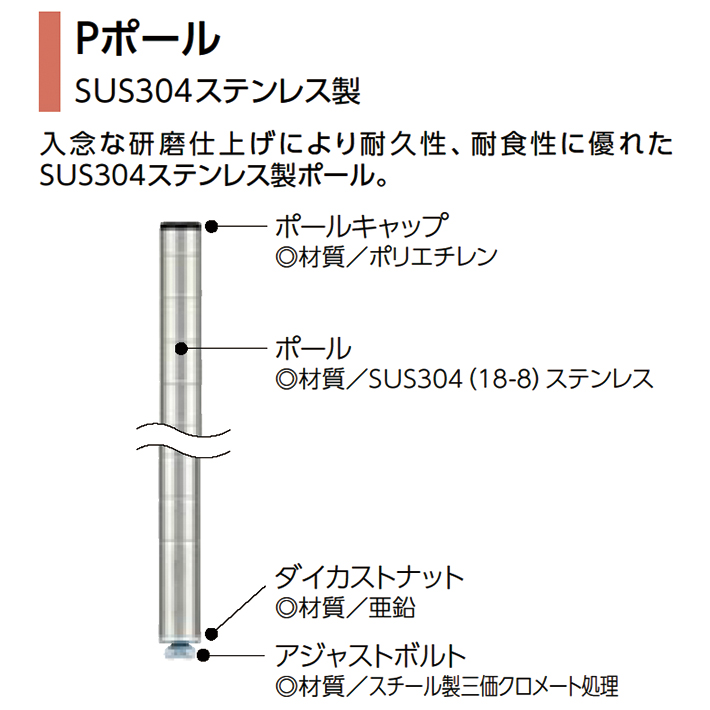 エレクターシェルフ スーパーシリーズ ワイヤーシェルフ W1821×D359×H2197mm Pポール 5段 【業務用】