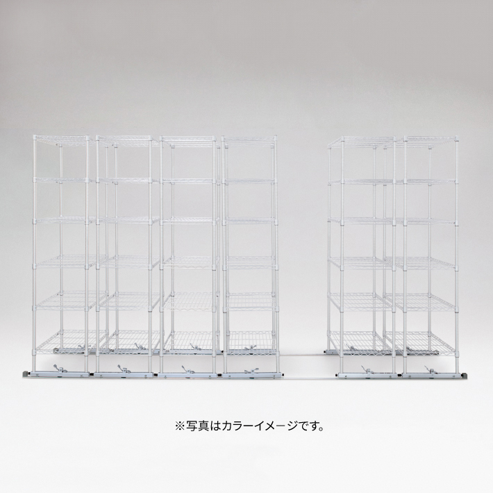 ベーシックシリーズ 移動ストレージユニットセット  W2500xD900xH1900 6段 移動ユニット4台 ホワイト 【お客様組立品】