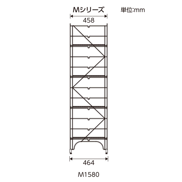 ファーストシリーズ ワイヤーシェルフ用柱 M1320 Mシリーズ用 D464×H1352mm 1枚 【業務用】