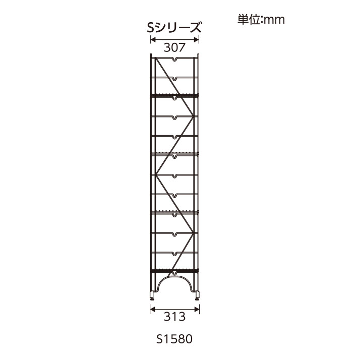 ファーストシリーズ ワイヤーシェルフ用柱 S1320 Sシリーズ用 D313×H1352mm 1枚 【業務用】