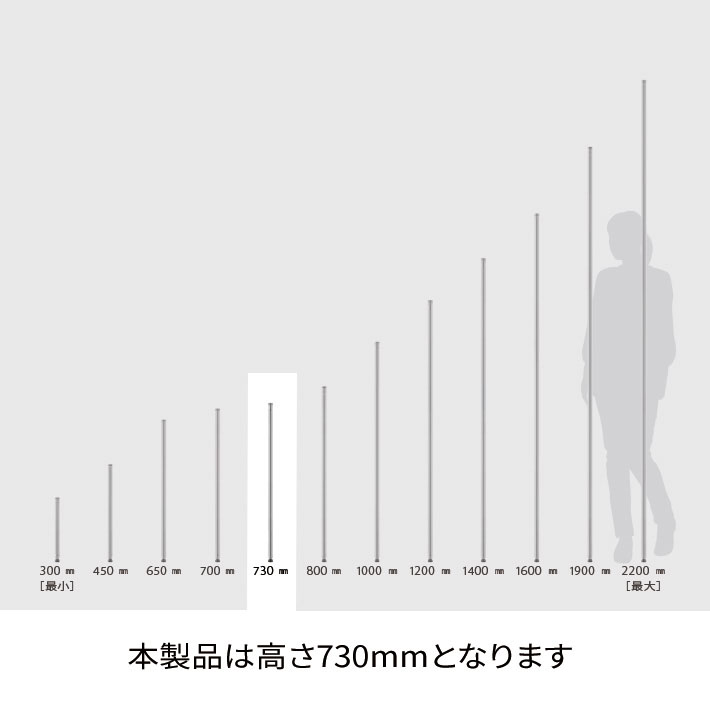 ベーシックシリーズ ポール 730mm ブラック 1組2本入