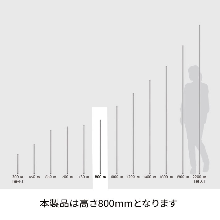 ベーシックシリーズ ポール 800mm ブラック 1組2本入