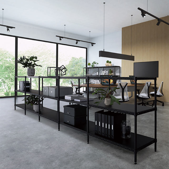 ベーシックシリーズ フラットシェルフ W1200×D450mm用 天板（連結用）・ブラック 1枚