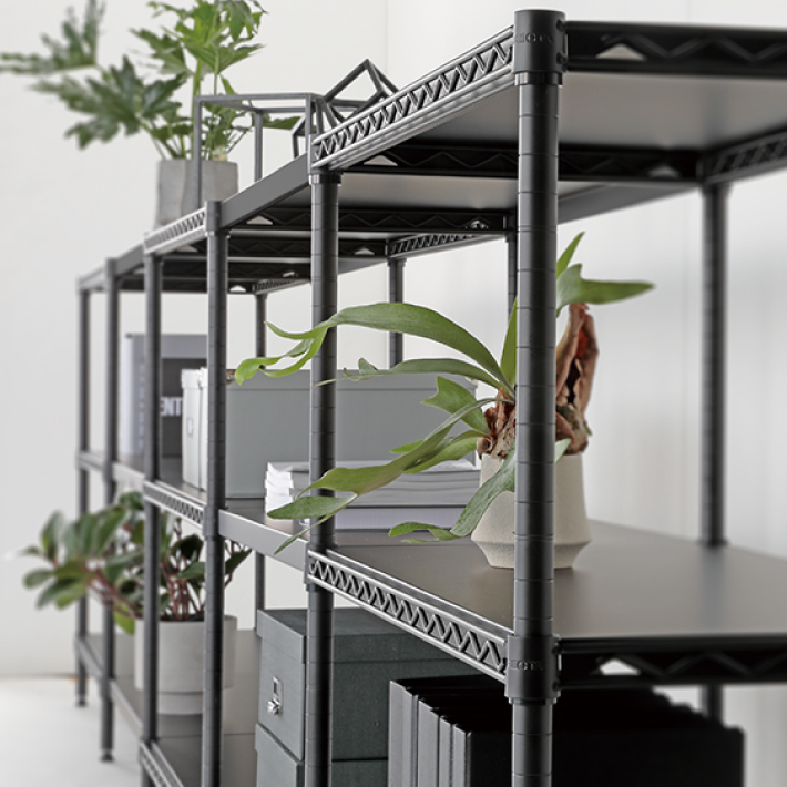 ベーシックシリーズ フラットシェルフ W1200×D450mm用 天板（連結用）・ブラック 1枚