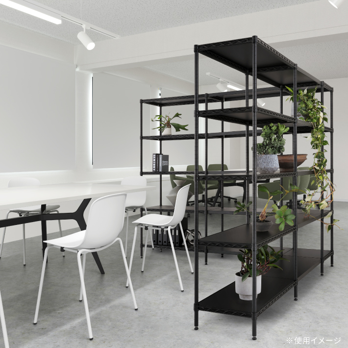 ベーシックシリーズ フラットシェルフ W750×D450mm×H1600 ブラック 4段【お客様組立品】