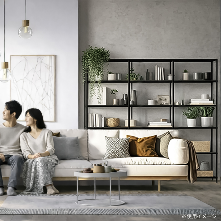 ベーシックシリーズ フラットシェルフ W750×D450mm×H1600 ブラック 4段【お客様組立品】