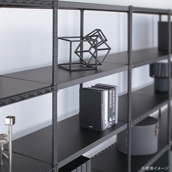 ベーシックシリーズ フラットシェルフ W750×D450mm×H1600 ブラック 4段【お客様組立品】