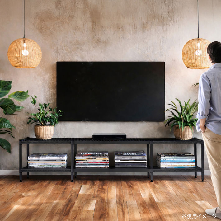 ベーシックシリーズ フラットシェルフ W750×D450mm×H1600 ブラック 4段【お客様組立品】