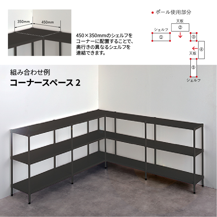 ベーシックシリーズ フラットシェルフ W600×D450mm シェルフ・ブラック 1枚