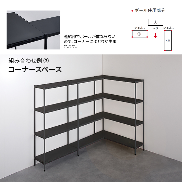 ベーシックシリーズ フラットシェルフ W750×D450mm 天板（連結用）・ブラック 1枚