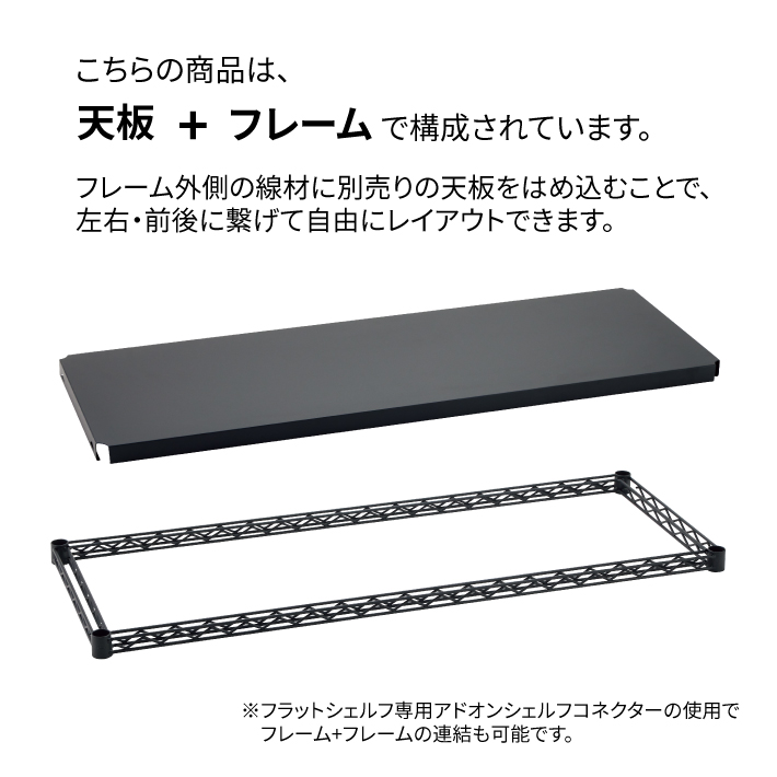 ベーシックシリーズ フラットシェルフ W450×D450mm シェルフ・ブラック 1枚