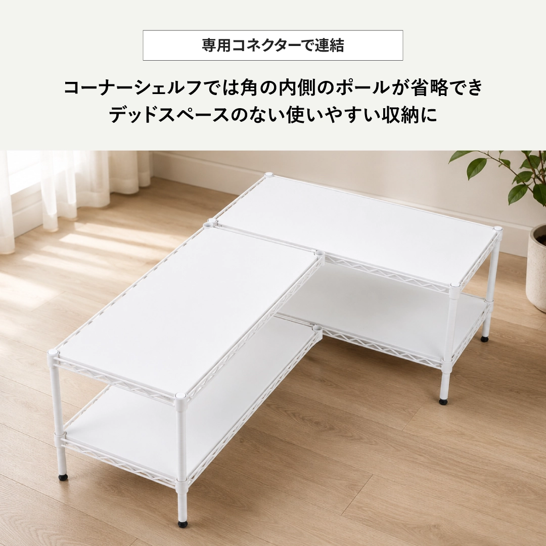 ベーシックシリーズ フラットシェルフ W1200×D350×H1600mm ホワイト 4段【お客様組立品】