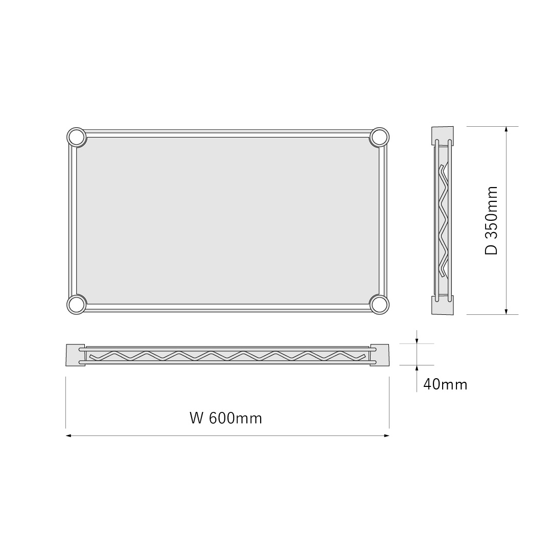 ベーシックシリーズ フラットシェルフ W600×D350×H1900mm ブラック 5段【お客様組立品】