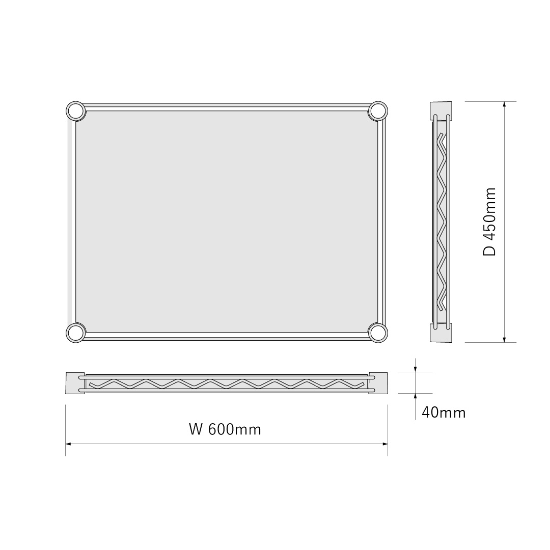 ベーシックシリーズ フラットシェルフ W600×D450×H1900mm ホワイト 5段【お客様組立品】