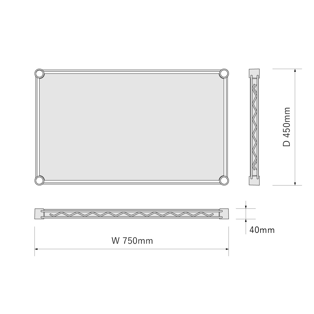 ベーシックシリーズ フラットシェルフ W750×D450×H1900mm ホワイト 5段【お客様組立品】