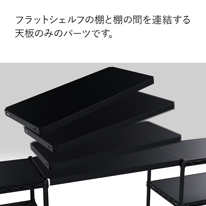 ベーシックシリーズ フラットシェルフ W750×D450mm 天板（連結用）・ブラック 1枚