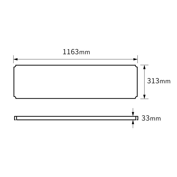 ベーシックシリーズ フラットシェルフ W1200×D350mm 天板（連結用）・ブラック 1枚