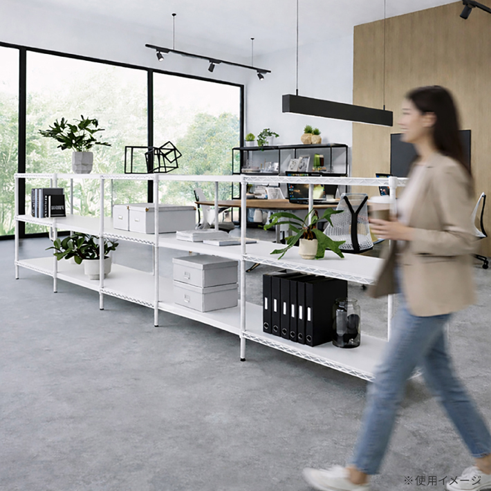 ベーシックシリーズ フラットシェルフ W600×D450mm×H1600 ホワイト 4段【お客様組立品】