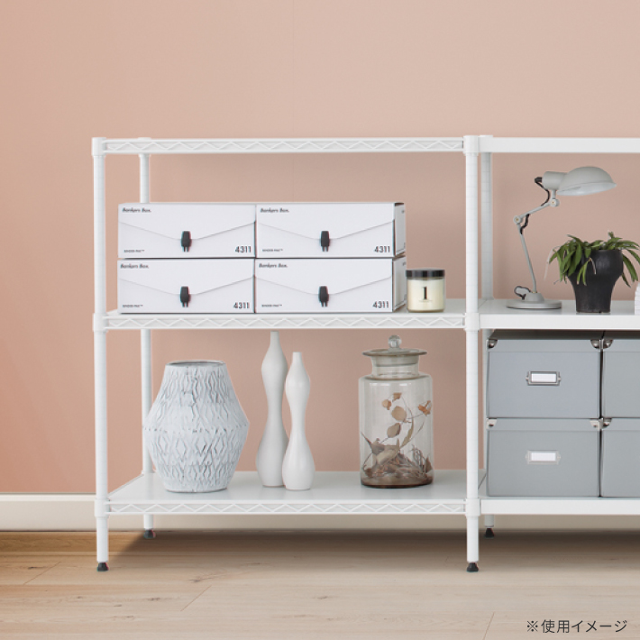 ベーシックシリーズ フラットシェルフ W600×D450mm×H1600 ホワイト 4段【お客様組立品】