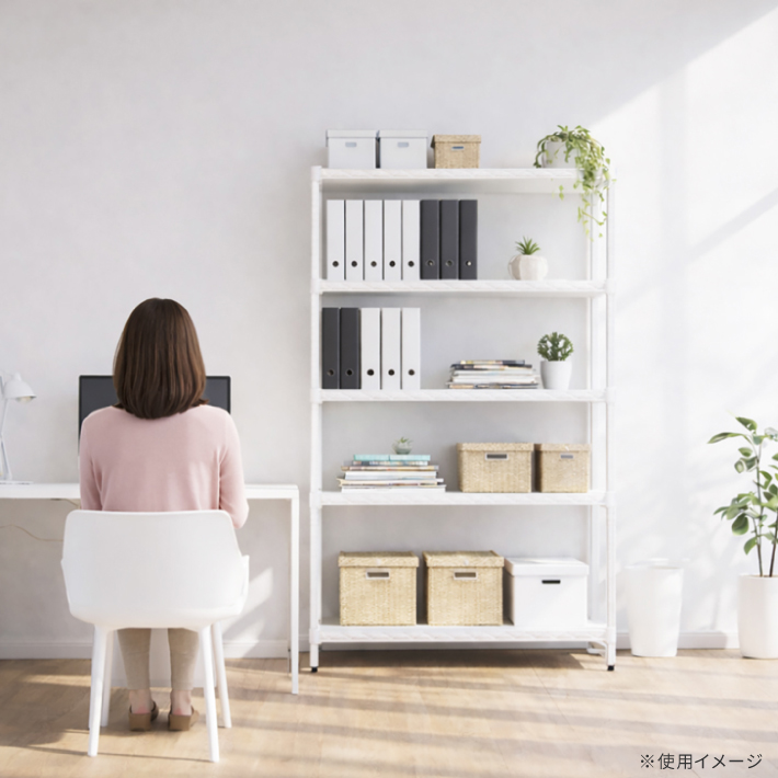 ベーシックシリーズ フラットシェルフ W600×D450mm×H1600 ホワイト 4段【お客様組立品】
