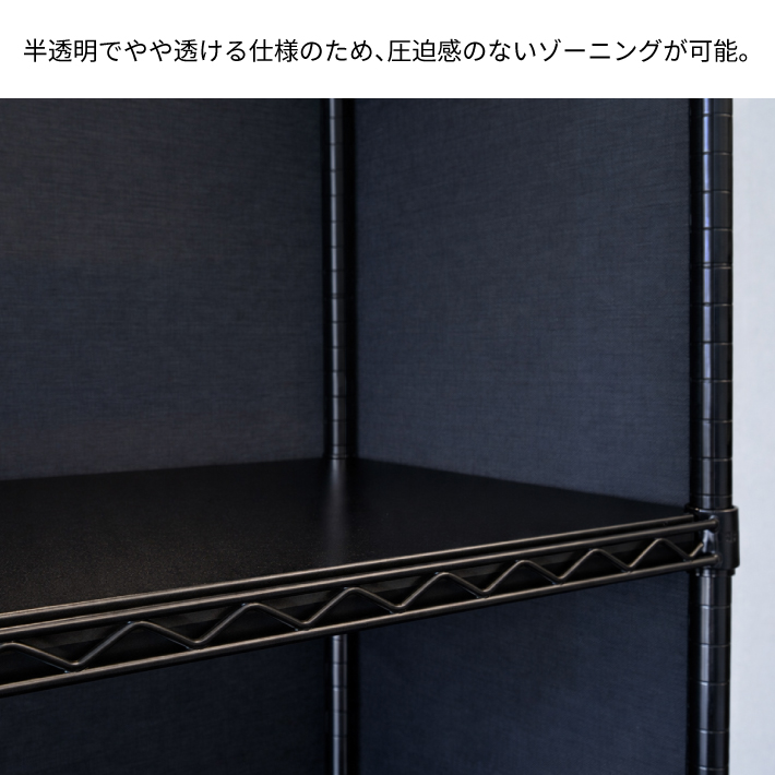 ベーシックシリーズ フラットシェルフ用パーティションスクリーン 背面・棚間用 シェルフ間口1,200mm／棚間417mm前後サイズ ブラック