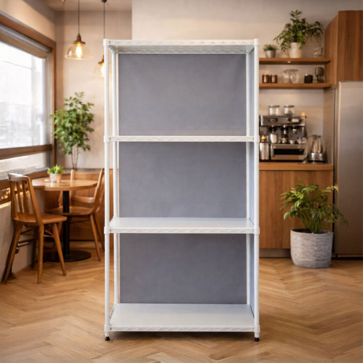 ベーシックシリーズ フラットシェルフ用パーティションスクリーン 背面・全面用 シェルフ間口900mm／ポール1,900mmサイズ ライトグレー