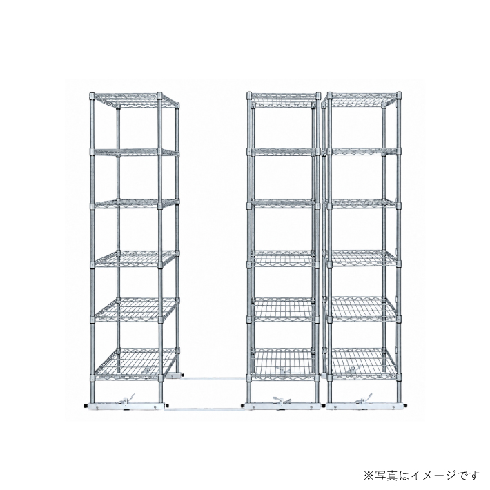 移動ストレージユニット W900×D450×H1900（6段）クローム【3台セット／全長2,000mm】 （お客様組立品）