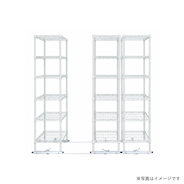 移動ストレージユニット W900×D450×H1900（6段）ホワイト【3台セット／全長2,000mm】 （お客様組立品）
