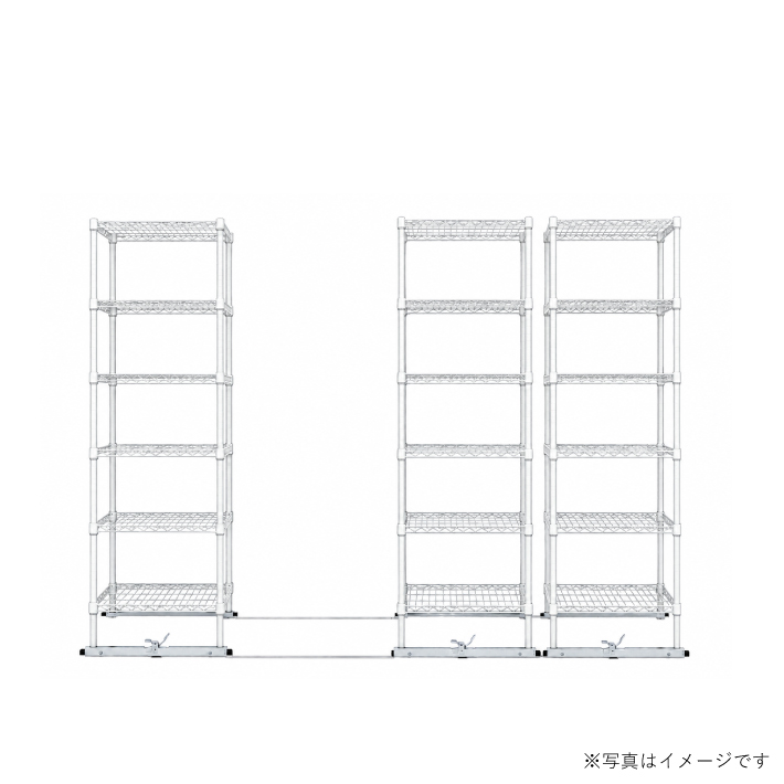 移動ストレージユニット W900×D600×H1900（6段）ホワイト【3台セット／全長2,750mm】 （お客様組立品）