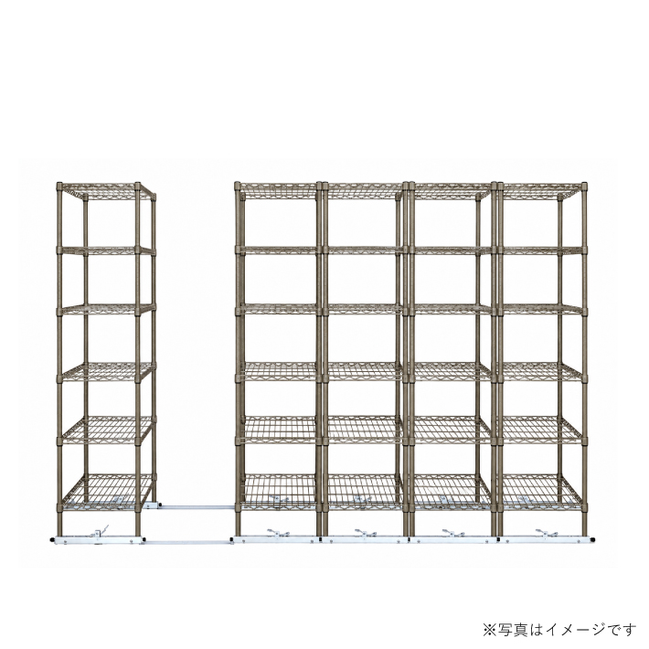 移動ストレージユニット W900×D450×H1900（6段）ヴィンテージエディション【5台セット／全長3,000mm】 （お客様組立品）