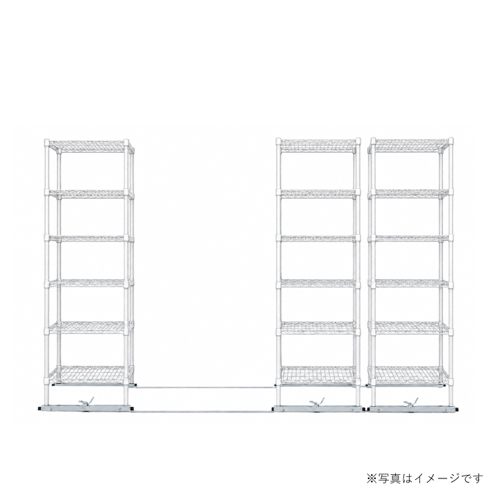 移動ストレージユニット W900×D600×H1900（6段）ホワイト【3台セット／全長3,000mm】 （お客様組立品）