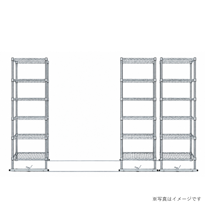 移動ストレージユニット W900×D600×H1900（6段）クローム【3台セット／全長3,250mm】 （お客様組立品）