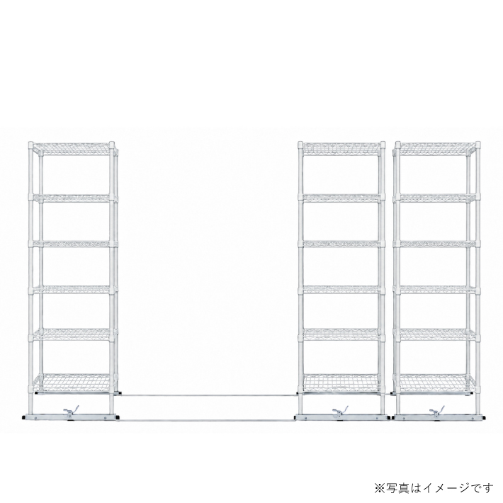 移動ストレージユニット W900×D600×H1900（6段）ホワイト【3台セット／全長3,250mm】 （お客様組立品）