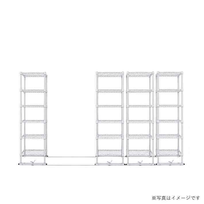 移動ストレージユニット W900×D600×H1900（6段）ホワイト【4台セット／全長3,500mm】 （お客様組立品）