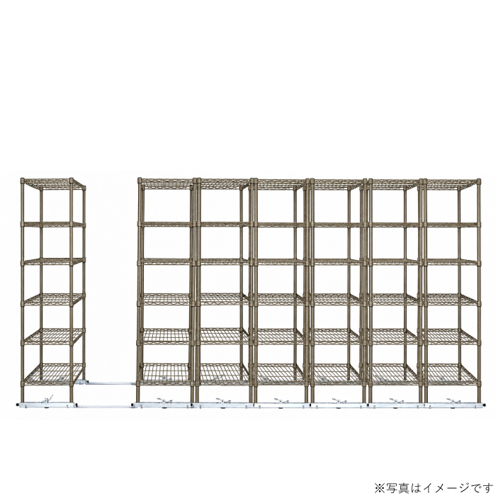 移動ストレージユニット W900×D450×H1900（6段）ヴィンテージエディション【7台セット／全長4,000mm】 （お客様組立品）