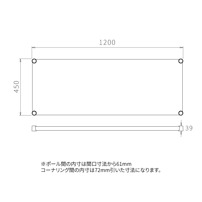 ベーシックシリーズ ヴィンテージエディション ソリッドシェルフ W1200×D450mm シルバー 1枚