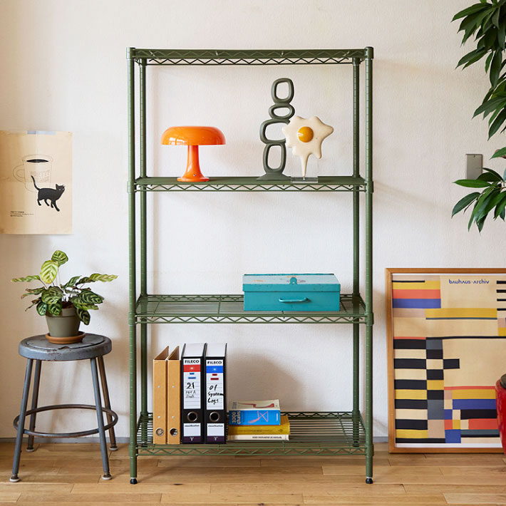 ベーシックシリーズ ワイヤーシェルフ W900xD450mm オリーブグリーン 1枚（数量限定品）