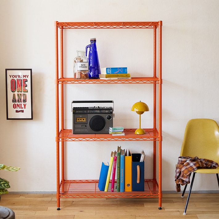 ベーシックシリーズ ワイヤーシェルフ W1200xD450mm オレンジ 1枚（数量限定品）